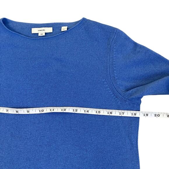 Vince Sz M Wool & Cashmere Blend Trimless Sweater in Hydrangea Blue Minimalist - Picture 13 of 16